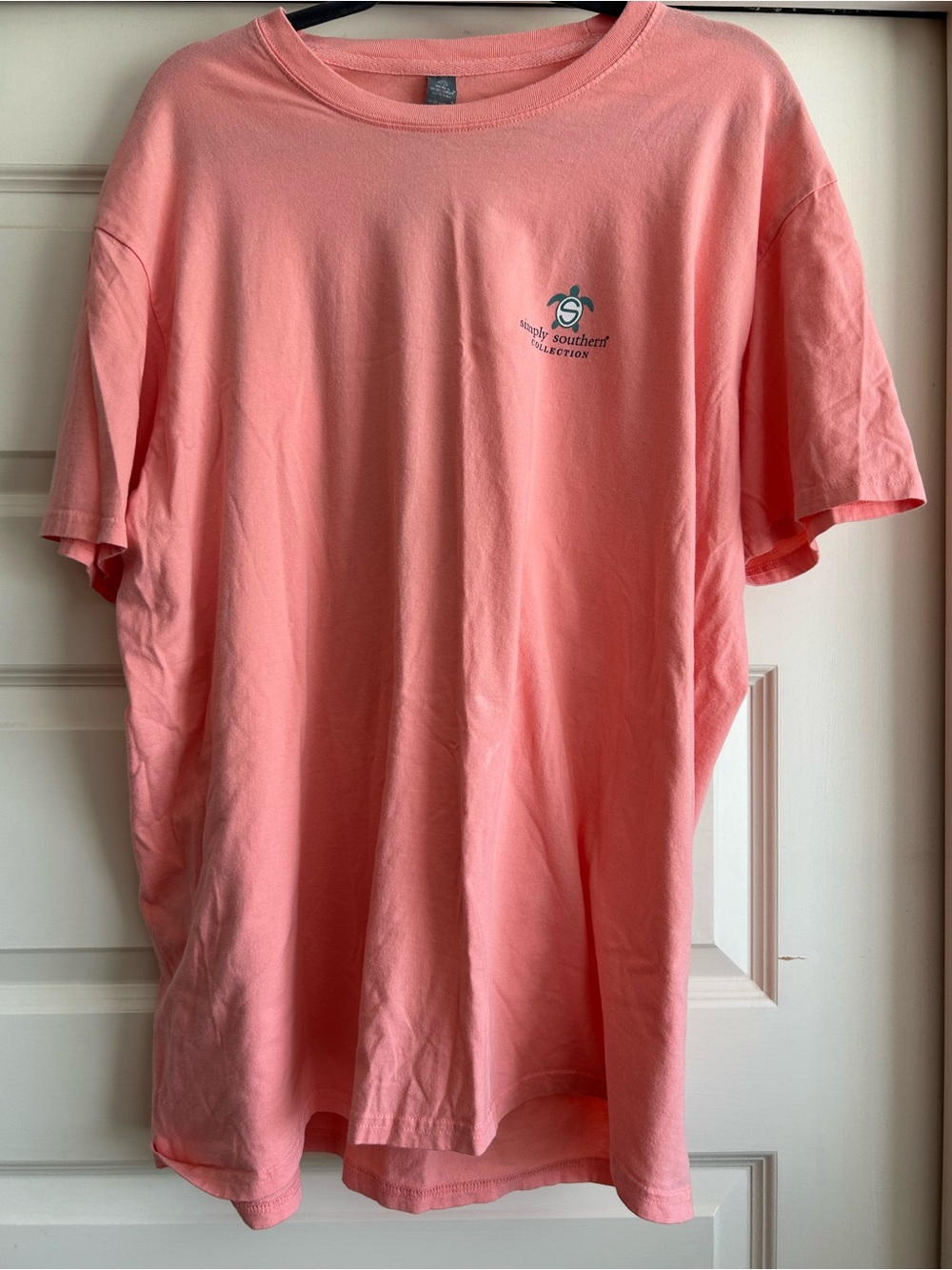Simply Southern Coral Pink Short Sleeve Tee with Small Logo